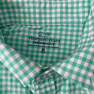 Boys medium long sleeve vineyard vines green check shirt